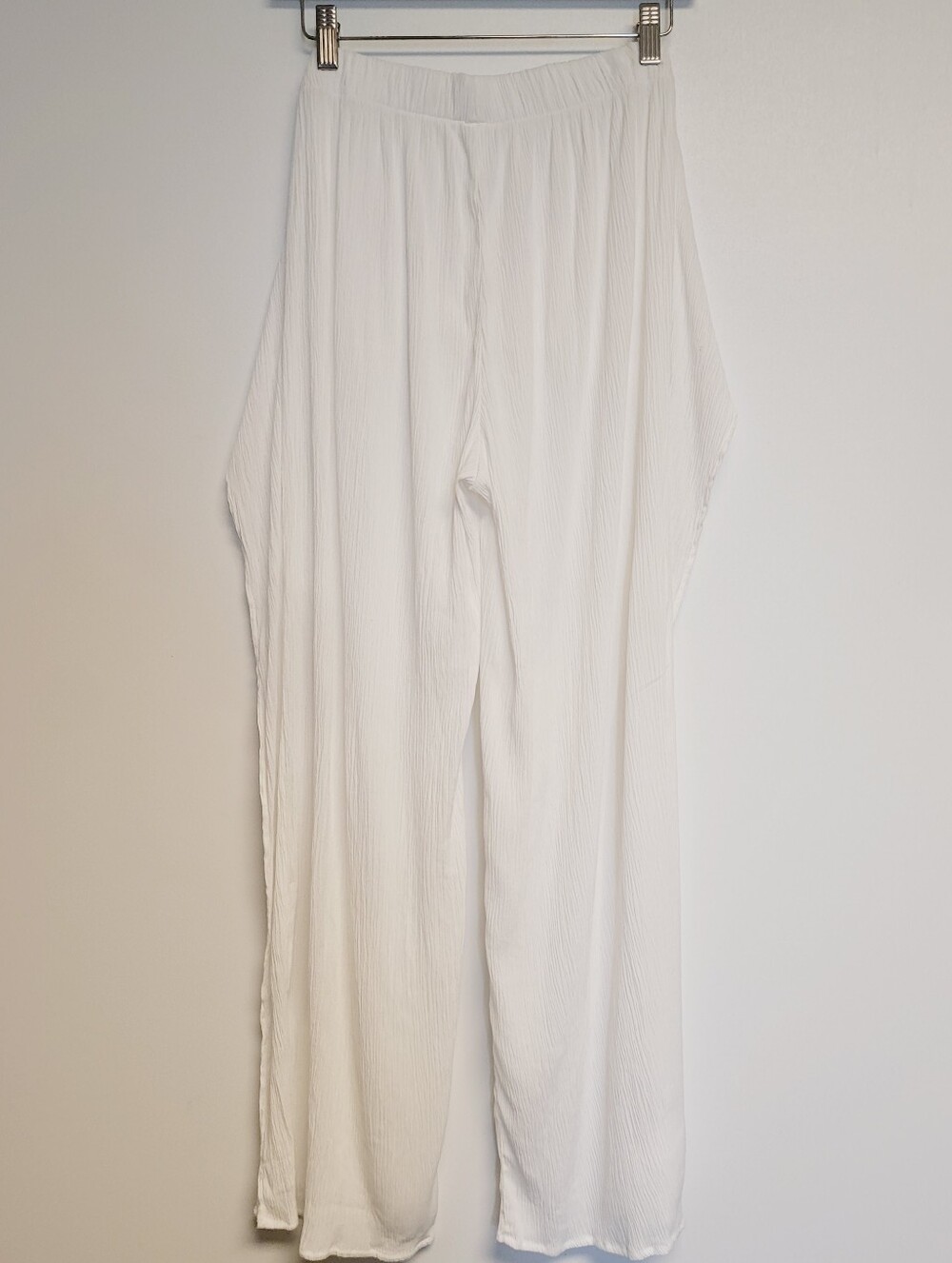 Kona Sol White Textured Tie Front Wide Split Leg  Swim Cover-Up Pants Medium - Picture 8 of 8